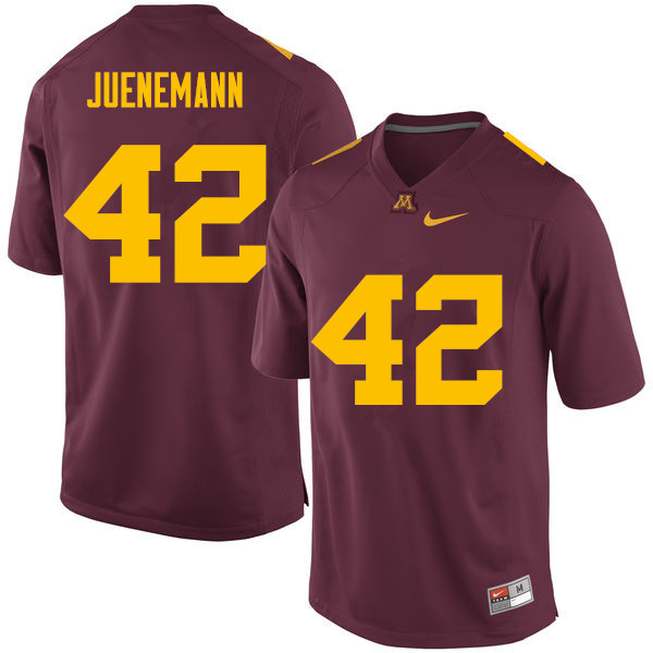 Men #42 Justin Juenemann Minnesota Golden Gophers College Football Jerseys Sale-Maroon
